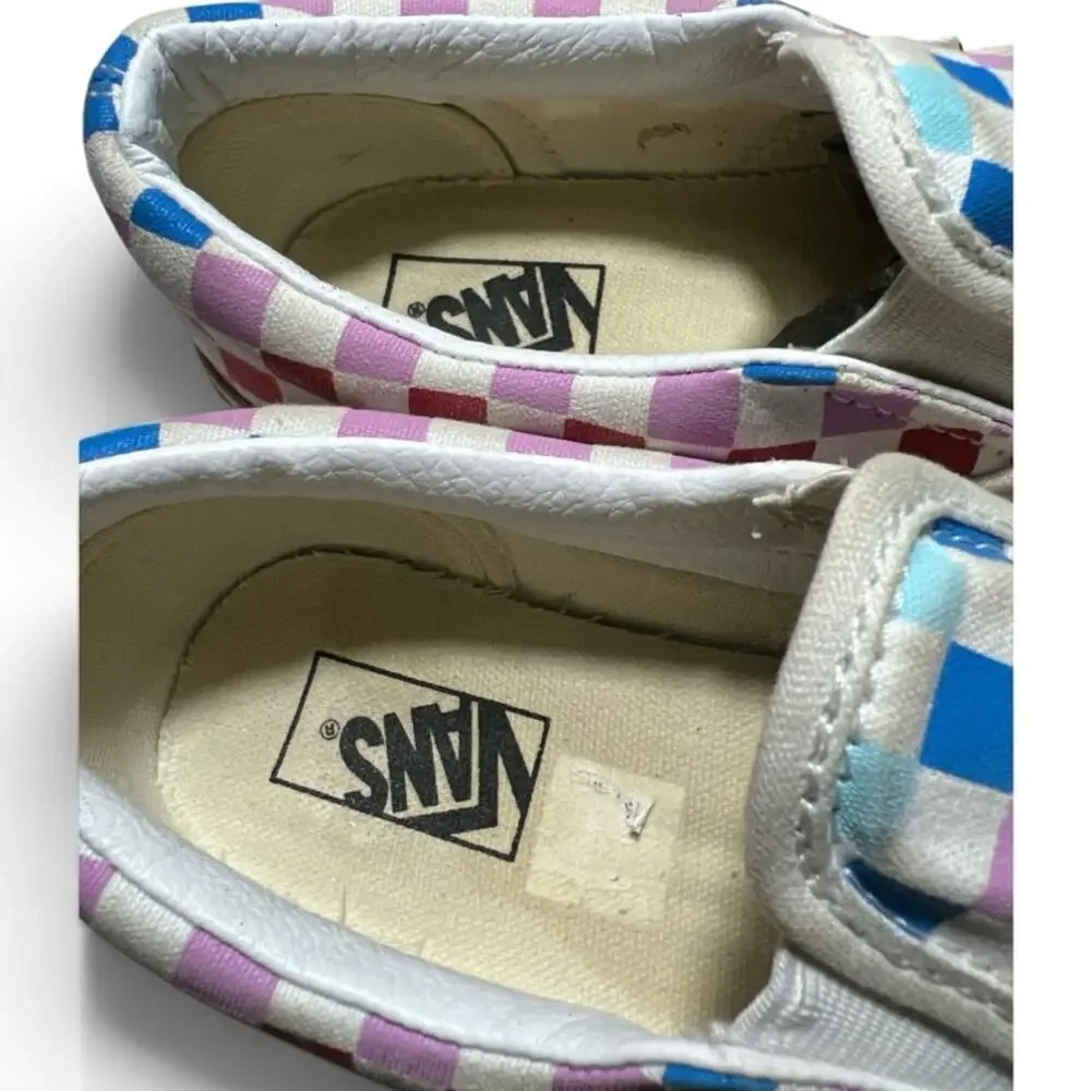 Vans Classic Slip-on Rainbow Checkerboard Kids Shoes Size 3